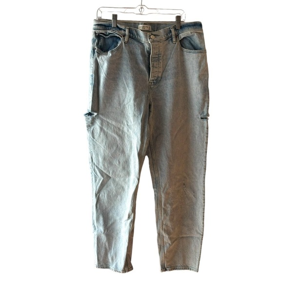 AF The Dad High Rise Destroyed Light Wash size 32 / 14L - Picture 1 of 8